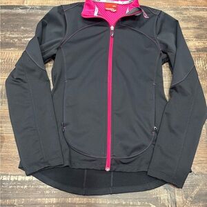 Saucony Black Long Sleeve Zip Up with Pink Accents Sz Sm